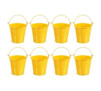 PATIKIL Secchielli Metallici Piccoli con Manico, 3"x3",8 Pezzi Mini Secchiello Zincato Secchi Pasquali Colorati per la Decorazione di Bomboniere Artigianali, Giallo