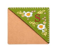 PATIKIL Segnalibro Angolare Ricamato Personalizzato, Carino Fiore Feltro Cucito Triangolo Manuale Libro Pagina Segno per Donne Uomini Amante Insegnante, Verde, Lettera S