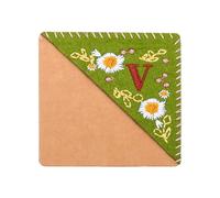 PATIKIL Segnalibro Angolare Ricamato Personalizzato, Carino Fiore Feltro Cucito Triangolo Manuale Libro Pagina Segno per Donne Uomini Amante Insegnante, Verde, Lettera V