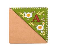 PATIKIL Segnalibro Angolare Ricamato Personalizzato, Carino Fiore Feltro Cucito Triangolo Manuale Libro Pagina Segno per Donne Uomini Amante Insegnante, Verde, Lettera a