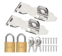 PATIKIL Serratura a Gancio per Porta 2.2 Pollici, 2 Set Cerniera Sicurezza Acciaio Inossidabile, Chiusura a Gancio (25 Mm) con Viti/Chiave per Armadietti, Porte e Cancelli, Argento