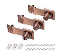 PATIKIL Serrature a Chiave, 3Pz 3 Pollici con Pomello Girevole, Chiusura a Chiave, Chiusure Sicurezza Metallo per Piccole Porte Armadi, Chiavi Diverse, Rame