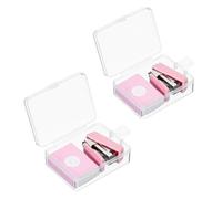 PATIKIL Set di 2 Mini Sparapunti con 800 Graffette Standard, Sparapunti da Scrivania Morandi Carino Capacità 20 Fogli per Forniture Ufficio, Rosa