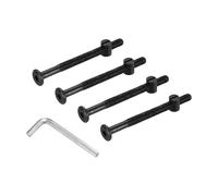 PATIKIL Set di 4 dadi e bulloni per mobili, M8 x 100 mm, in acciaio al carbonio, a testa piatta, esagonali, con dadi a cilindro, chiave esagonale, per letti, testiere e sedie, colore nero