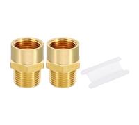 PATIKIL Set di adattatori per tubi in ottone, 2 pezzi, filettatura maschio NPT da 3/8" x filettatura femmina G da 3/8", riduttore in ottone, adattatore per tubo esagonale con nastro per impianti