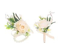 PATIKIL Set di Fiori Artificiali per Polsino e Boutonniere 1 Set | per Uomini Donne Sposo Sposa Damigelle Cerimonia di Matrimonio Anniversario Cena Festa Laurea Decorazione Natale Luce