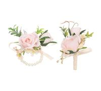 PATIKIL Set di Fiori Artificiali per Polsino e Boutonniere Champagne | per Uomini Donne Sposo Sposa Damigelle Cerimonia di Matrimonio Anniversario Cena Festa Laurea Natale