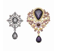 PATIKIL Set Spilla Vintage A Goccia Con Cristalli 2 Stili Kit Spille Da Occhiello Con Cristalli A Forma Di Fiore Per Abiti Vestiti Bouquet Cappotti Craft Party Grigio/Viola