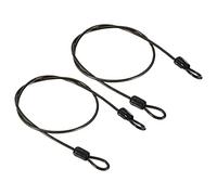 PATIKIL Sicurezza Acciaio Cavo 2.5mm x 0.5m/1.64ft Cavo Antifurto Rivestito Bagaglio Blocco Filo Corda con Doppio Cerchio Cavo di Sicurezza per Esterni Nero 2pz
