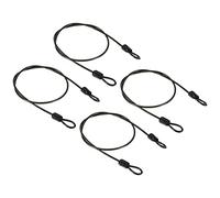 PATIKIL Sicurezza Acciaio Cavo 2.5mm x 0.5m/1.64ft Rivestito Bagaglio Blocco Filo Corda con Doppio Asola Nero 4pz