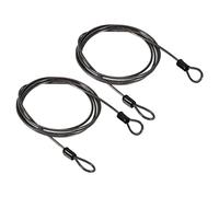 PATIKIL Sicurezza Acciaio Cavo 2.5mm x 1.5m/4.92ft Rivestito Bagaglio Blocco Filo Corda con Doppio Asola Nero 2pz