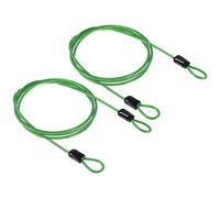 PATIKIL Sicurezza Acciaio Cavo 2.5mm x 1m/3.28ft Cavo Antifurto Rivestito Bagaglio Blocco Filo Corda con Doppio Cerchio Cavo di Sicurezza per Esterni Verde 2pz
