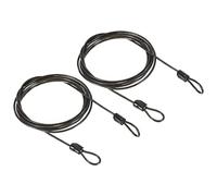 PATIKIL Sicurezza Acciaio Cavo 2.5mm x 2m/6.56ft Cavo Antifurto Rivestito Bagaglio Blocco Filo Corda con Doppio Cerchio Cavo di Sicurezza per Esterni Nero 2pz