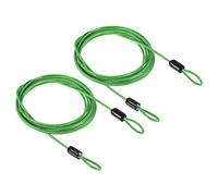 PATIKIL Sicurezza Acciaio Cavo 2.5mm x 2m/6.56ft Rivestito Bagaglio Blocco Filo Corda con Doppio Asola Verde 2pz