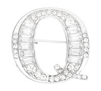 PATIKIL Spilla A Forma Di Lettera, Lettera Iniziale Q Spilla Con Strass Metallo Cristallo Alfabeto A-Z Da Busto Da Bavero Gioiello Regalo Per Donna Abito, Colore Argento