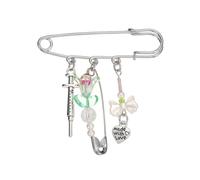 PATIKIL Spilla A Spillo Con Lunga Catena Pendente, Fiori Nappa Sicurezza PunkRetro Collana Catena Spilla Per Donne Uomini Matrimonio Collo Maglione Sciabola Abito Cappotto Vestito, Verde