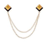 PATIKIL Spilla con catena con gemme, spilla da appendere a catena, spilla per abito con nappa, spilla quadrata con cristalli per bavero, da donna, 17cm, Metallo, Agata