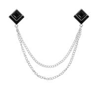 PATIKIL Spilla con catena con gemme, spilla da appendere a catena, spilla per abito con nappa, spilla quadrata con cristalli per bavero, da donna, 17cm, Metallo, Agata