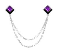 PATIKIL Spilla con catena con gemme, spilla da appendere a catena, spilla per abito con nappa, spilla quadrata con cristalli per bavero, da donna, 17cm, Metallo, Agata
