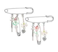 PATIKIL Spilla Con Catena Lunga Pendente 2Pezzi Spilla Da Balia, Fiori Nappa Sicurezza PunkRetro Collare Catena Spilla Per Donne Uomini Maglione Sciabola Abito Cappotto, Rosa Verde