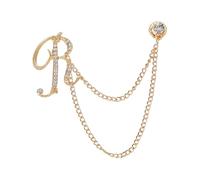 PATIKIL Spilla Con Catena Pendente A Lettera, Lettera R Con Cristalli Catena Con Nappe Spille Da Risvolto Alfabeto A-Z Spille Per Uomo Donna Accessori Per Abito Smoking, Tonalità Oro