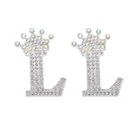PATIKIL Spilla Con Lettera, 2Pcs Tiara Iniziale Lettera Alfabeto Con Strass Spilla Da Revers Per Abiti Donne Cappotti Vestiti Craft, Tonalità Argento