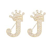 PATIKIL Spilla Con Lettera, 2Pcs tiara Iniziale Lettera J Con Strass Spille Da Occhiello Per Abiti Donna Cappotti Vestiti Craft, Colore Oro