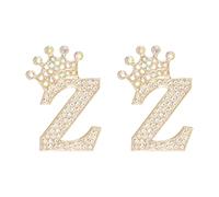 PATIKIL Spilla Da Taschino Lettera Z Con tiara E Cristalli, 2Pezzi Spilla Con Iniziale Alfabeto Cristalli Per Abiti Donna Cappotti Craft, Tonalità Oro