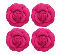 PATIKIL Spilla Fiore, 4pz Spilla in Tessuto Camelia a Fiori Artificiali Spille per Capello Elegante Donne Abiti Accessori Decorativi per Feste Matrimonio Gioielli Regalo, Rosso Rosa