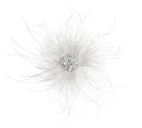 PATIKIL Spilla Grande 6,7 Pollici Piuma di Struzzo con Strass Bianco | Enorme, Soffice, per Donna, clip per capelli da corsage e spilla da bavero per abito, matrimonio, festa, ballo, banchetto