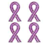 PATIKIL Spilla Nastro Con Cristalli, 4Pcs Spille Da Seno Nastro Cristalli Spille Da Revers Per Donne Regalo Speranza Amore Fede Vigoria, Viola