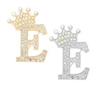 PATIKIL Spille a Forma di Lettera, 2 Pezzi Tiara Strass Alfabeto Iniziale E Spilla Distintivo Forma Lettera per Donne Completi Abito Cappotto Abbigliamento Artigianale, Tono Oro/Argento