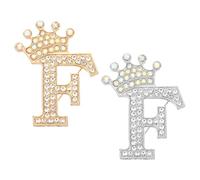 PATIKIL Spille a Forma di Lettera, 2 Pezzi Tiara Strass Alfabeto Iniziale F Spilla Distintivo Forma Lettera per Donne Completi Abito Cappotto Abbigliamento Artigianale, Tono Oro/Argento