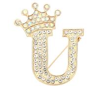 PATIKIL Spille a Forma di Lettera, Tiara Strass Alfabeto Iniziale U Spilla Distintivo Forma Lettera per Donne Completi Abito Cappotto Abbigliamento Artigianale, Tone Oro
