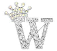 PATIKIL Spille a Forma di Lettera, Tiara Strass Alfabeto Iniziale W Spilla Distintivo Forma Lettera per Donne Completi Abito Cappotto Abbigliamento Artigianale, Tono Argento