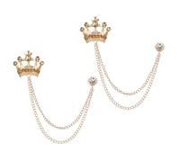 PATIKIL Spille Con Catena A Tiara, 2 Pezzi Spille Da Giacca Con Strass Cristalli Moda Per Abiti Donne Uomini Vestiti Fiori Cappotto Cappello Borsa, Oro (Champagne)