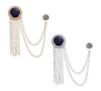 PATIKIL Spille Con Catena Gemme, 2Pz Spille Giacca Con Catena Pendente Nappa Cristallo Distintivo Bavero Per Donne Uomini Camicie, Oro/Argento(Blu)