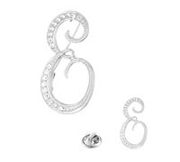 PATIKIL Spille Con Lettera In Strass, 2 Misure Spilla Da Bavero Con Lettera E Alfabeto In Strass Per Abiti Donna Uomo Cappotti Craft, Tonalità Argento