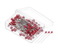 PATIKIL Spille da Cucito, 500 Pz 1.5 Pollici Spilla Dritta con Testa a Palla Perlata in Plastica per Tessuto, Decorazioni, Gioielli Fai da Te, Progetti di Cucito, Rosso