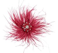 PATIKIL Spille di piume di struzzo 6,7 pollici rosso vino | Maxi in piume soffici con strass, clip per capelli da corsage, per donna, abito da sera, matrimonio, festa, ballo, banchetto