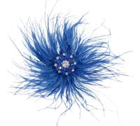 PATIKIL Spille in Piuma di Struzzo 6,7 Pollici Blu Scuro | Grande Clip per Corsage con Strass, per Donna, Oversize, Soffice, per Abito, Matrimonio, Festa, Ballo, Banchetto, per Rever
