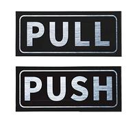 PATIKIL Spingi Tira Porta Cartello, 1 Set 2"x5" PVC Autoadesivo Impermeabile Orizzontale Tira Spingi Adesivo Firma per Ufficio Negozio Negozio Vetro Porta, Argento