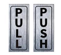 PATIKIL Spingi Tira Porta Cartello, 1 Set 2"x5" PVC Autoadesivo Impermeabile Verticale Tira Spingi Adesivo Firma per Affari Ufficio Negozio Negozio Vetro Porta, Argento