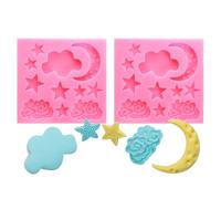 PATIKIL Stampo per argilla a forma di luna e stella, nuvola, 2 pezzi, stampo in silicone per fondente in silicone per fai da te, per torte fai da te, zucchero, caramelle, cioccolato, resina, rosa