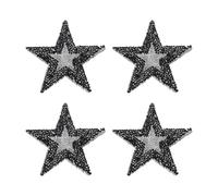 PATIKIL Stelle Patch Strass, 4Pz Patch Applique a Forma Stella Cuci/Ferro Patch Applique Strass Glitter Cristallo per Scarpe Abiti Pantaloni Borse Cappello Camicie Fai da Te, Nero