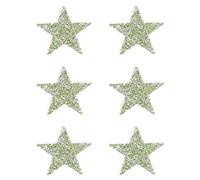 PATIKIL Stelle Termoadesive, 6pz Stelle Adesive Argento con Strass Glitter e Cristalli Patch di Stoffa per Artigianato Fai da Te Riparazione Abbigliamento Jeans, Verde Chiaro 6cm