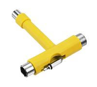 PATIKIL Strumento per skate all-in-one, strumento portatile multifunzione per skateboard a T con cacciavite a croce tipo L per pattini a rotelle, giallo