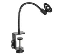 PATIKIL Supporto per microfono da scrivania a collo di cigno, lungo 30,5 cm, flessibile, con clip per microfono, gamma 28-40 mm, per live streaming, podcasting, radio, lezioni canto, nero (stile 1)