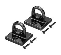 PATIKIL Tampone Occhio Piastra U Ganci, 2pz Metallo Soffitto Gancio Parete Montaggio Asola con Viti Ferramenta oring Ganci per Sospensione Corde in Coda Barriera, Nero