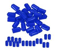 PATIKIL Tappi Terminali Gomma Rotondi 11mm ID, 100Pz Tappi Terminali in Gomma Coperture Vinile Protezioni Filettate Flessibili per Tubi Metallici Asta Bulloni, Blu